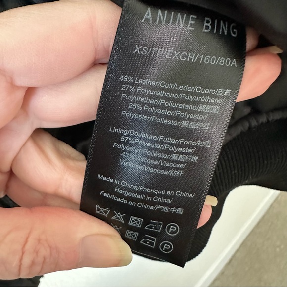 ANINE BING LEON BOMBER Black Recycled Leather SZ XS - Picture 7 of 11